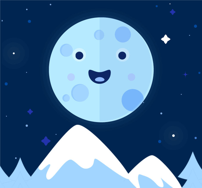 Moon rising in the sky